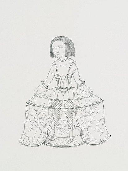 Lady, Chinese ink on paper, 68  51 cm