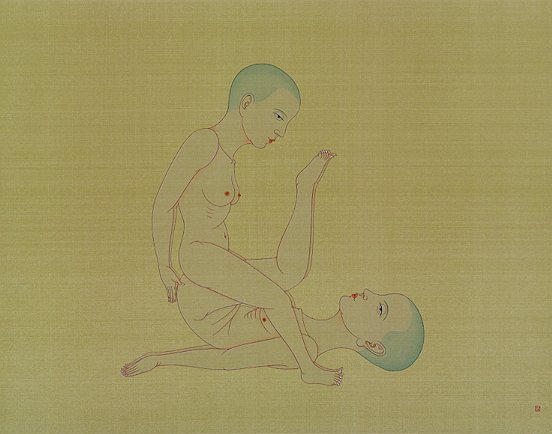 Spring Picture 4, 2007, Chinese ink and gouache on dyed silk, 36  46 cm