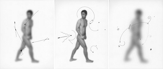 Shen Wei , Untiteld (Three), 2013, Ink on Archival Inkjetprint, Triptych, each panel 11 x 14 inches