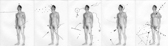 Shen Wei , Untiteld (Five), 2013, Ink on Archival Inkjetprint, Quintych, each pannel 9 x 12inches