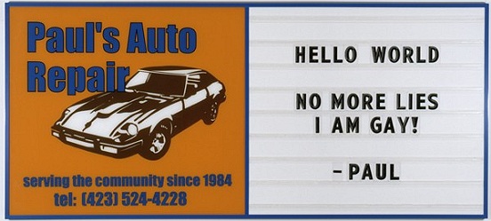 Paul Automomtive , 2002, Mixed media Aluminum lacquer enamel plexiglas plastic letters, 138 x 305 cm