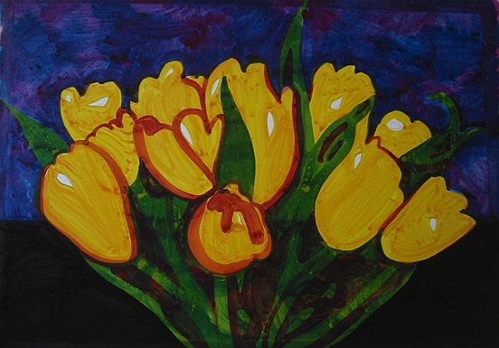 Tulpen (geel), 2006, 70   x100 cm, watercolor on paper
