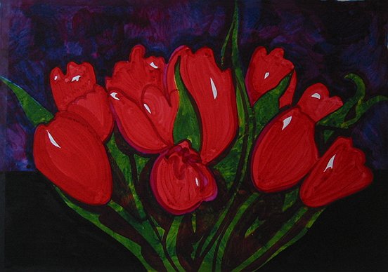 Tulpen (rood), 2006, 70 x 100 cm, watercolor on paper